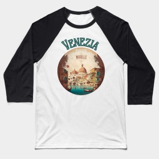 Venice Italy Streetscape Art - Retro Vintage Travel Baseball T-Shirt